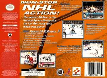 NHL Blades of Steel '99 (USA) box cover back